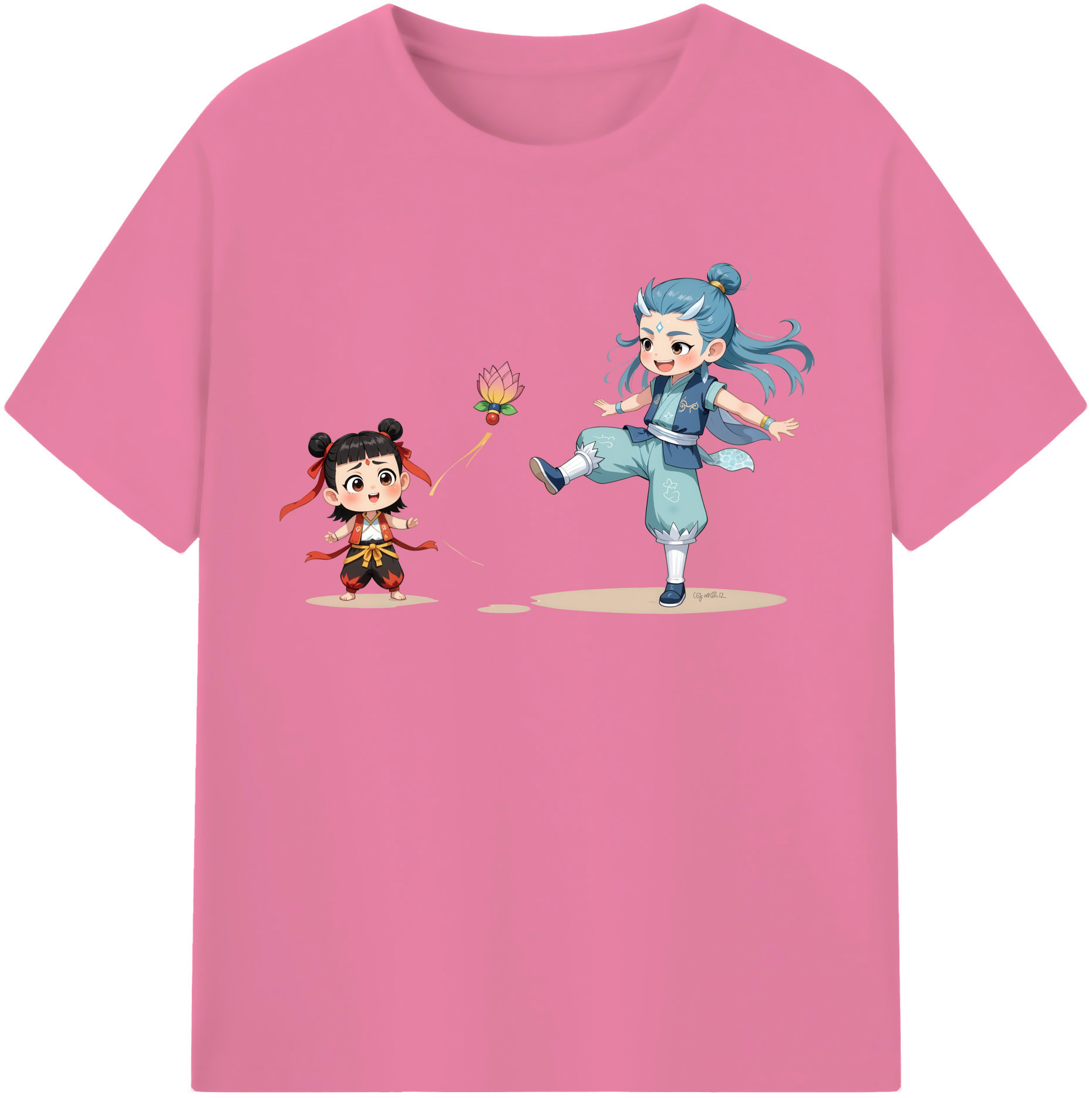 （画像用） Ne Zha 2 ナタ 魔童の大暴れ 綿100％半袖Tシャツ（フロントプリント）
